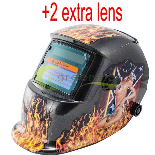 New sexy solar auto darkening welding helmet arc tig mig grinding mask +2 lens for sale