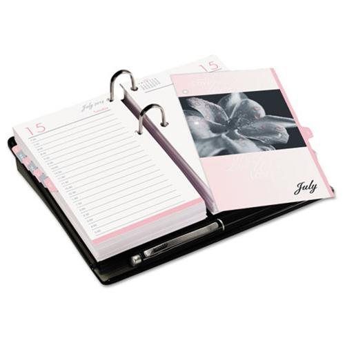Day-Timer® Two-Page-Per-Day Desk Calendar Refill, 3 1/2 x 6, Pink/White, 2015