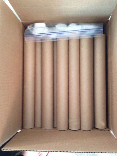 46 Mailing Tubes - NEW 13&#034; x 1.5&#034;, Sturdy, Brown, 97 Plastic End Caps