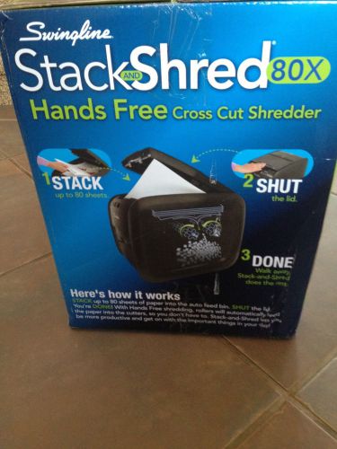 Swingline 1757574 stack-and-shred 80x cross-cut shredder, 11&#034;x16&#034;x16&#034;, black for sale