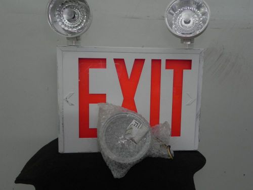 Exit Sign &amp; Emergency Light – Red Compact Combo Safety  Exit Light