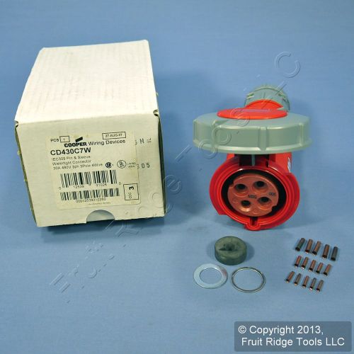Cooper pin &amp; sleeve 30a 3 phase 480v connector cd430c7w for sale
