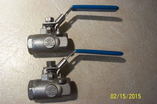 Lot of two mv 316 stnless steel inline fire safe ball valve, 1/4&#034;fnpt x 1/4&#034;fnpt for sale