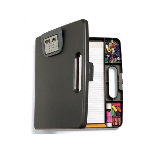 Portable Clipboard Case with Calculator  Gray 13.1 x 12 x 1.2