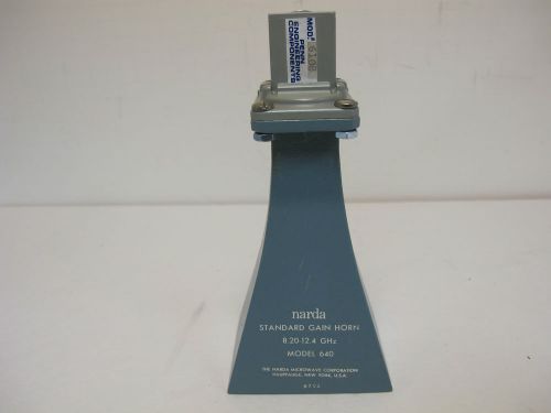 Narda 640 standard gain horn antenna. wr-90 (8.2ghz to 12.4ghz), w/n(f) adaptor. for sale