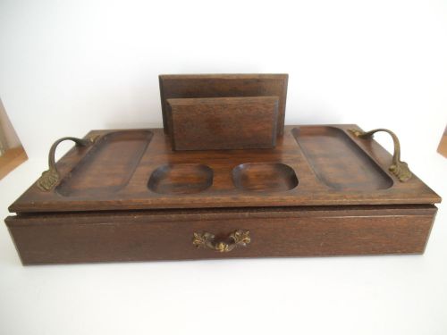 Vintage wooden desk top organizer with drawer royal london for sale