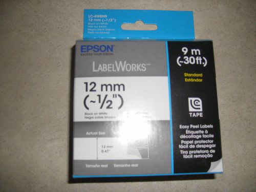 Epson LabelWorks LC-4WBN9 Standard 1/2&#034; LC Tape Cartridge, Black on White