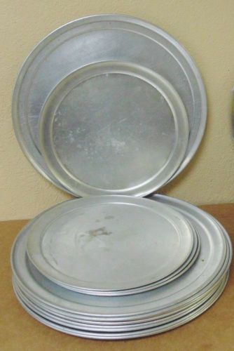 Pizza Tray Serving Pan lot of 4x11&#034; and 10x14&#034; Pizza Tray Aluminum