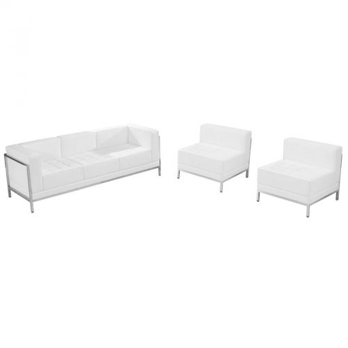 Imagination Series White Leather Sofa &amp; Chair Set