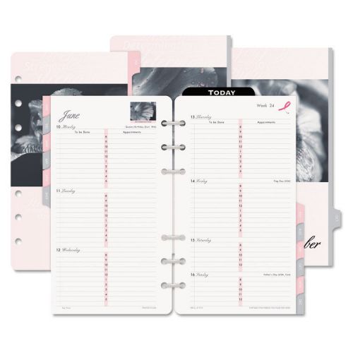 Day-timer pink ribbon two-page-per-week organizer refill, 3-3/4 x 6-3/4, 2015 for sale