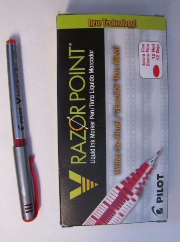 New 12 Pilot Razor Point Pens Red X-Fine Unused Liquid Ink New Techology 11022