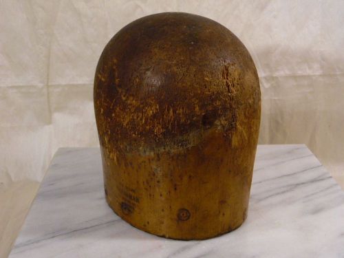 Antique Wood Head Shape Hat Block Mold Millinery Joseph Kleinman