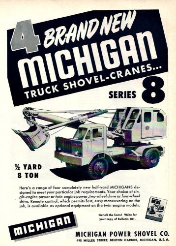1948 New Michigan Series 8 Shovel ad, 1/2 yd - 8 Ton