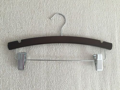 12&#034;  Wood Retail Pant or Skirt Hangers with chrome bar and clips