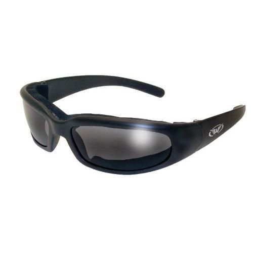 Global vision chicago padded riding glasses (black frame/smoke lens) new for sale