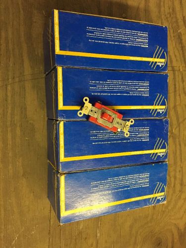40 Leviton 1221-2R Quiet Toggle Switchs Single Pole 20A 120/277V Grounding - Red