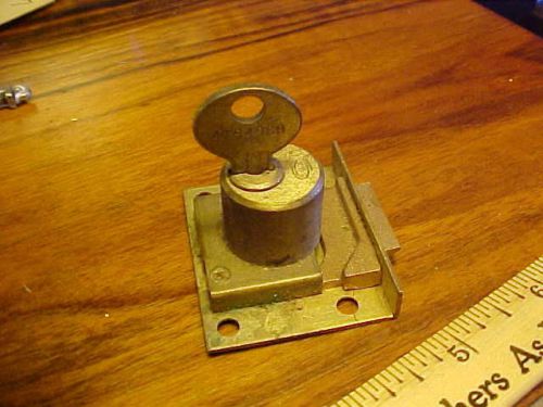 CORBIN  Deadbolt Drawer Lock 7/8&#034; Cylinder Length Satin Brass WORKING ORDER KEY