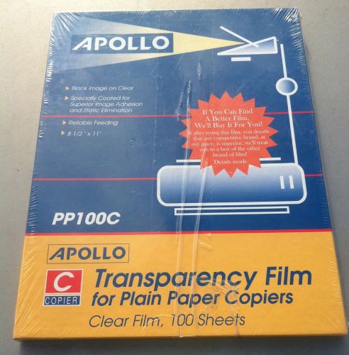Apollo Transparency Film for Plain Paper Copiers PP100C - Clear Film 100 Sheets