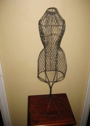 Vtg 25&#034; TALL WIRE VICTORIAN DOLL DRESS FORM MANNEQUIN JEWELRY DISPLAY STAND