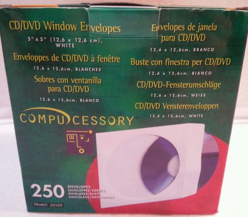 Compucessory CD/DVD Window Envelopes - CD/DVD -5&#034;x5&#034;-250/Box -White