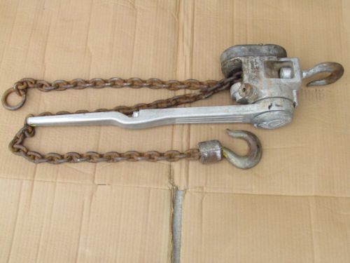 Cm chisholm moore ratcheting chain hoist come along 1-1/2 ton 3000lb puller vtg for sale