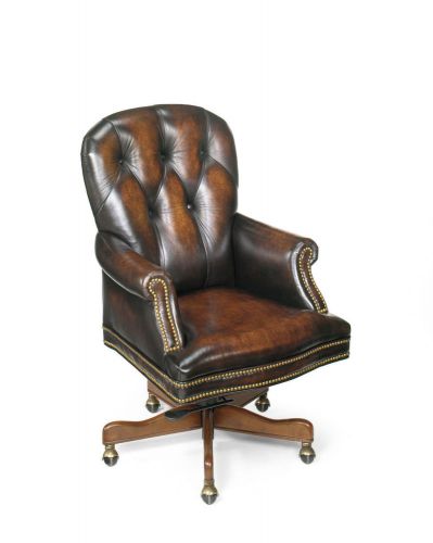 Hooker seven seas distressed brown genuine leather swivel office chair ec278 for sale