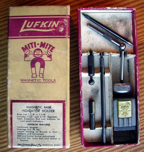 Vintage Lufkin Miti-Mite Magnetic Base Indicator Holder no.100 With Original Box