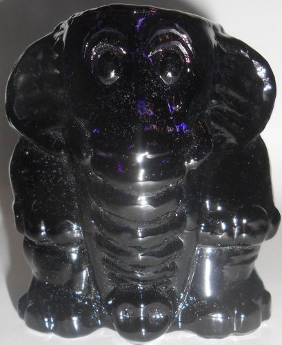 Black Amethyst Elephant glass toothpick holder match crying table purple circus
