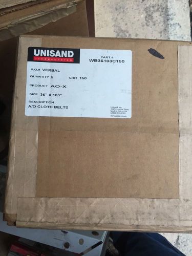 Unisand  36x103&#034; coated abrasives sandpaper sanding belts  5 belts 150 grit for sale