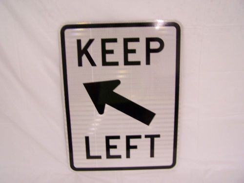 18&#034; x 24&#034; Keep Left sign w/ oblique arrow - R4-8B-1824HIP
