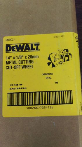 DeWalt DW8021 14&#034; x 20mm Metal Cutting High Speed Cut-Off Wheels box of 10.