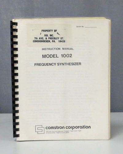 Comstron Corporation Frequency Synthesizer Model 1002 Instruction Manual