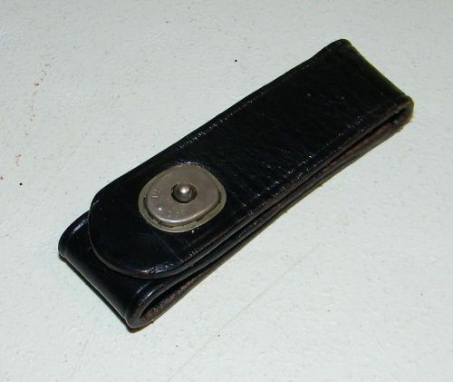 Black Leather Police Duty Belt Utility Fastner Holder Rau Snap Closure VGC