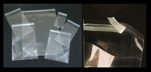 SELF SEAL LIP &amp; TAPE CLEAR POLY BAGS. 25 pcs.  VARIOUS SIZES