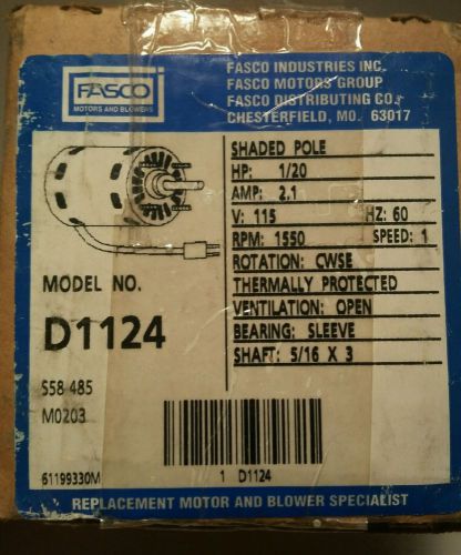 Fasco d1124  115 volt refrigeration fan motor for bohn evaporator coil new for sale
