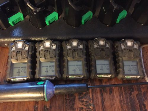 Lot of (5)msa altair 4x multi gas detector monitor meter, charging cradle/probe for sale