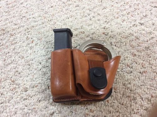 Bianchi Tan Leather Cuff &amp; Single Magazine Pouch, Fits 40 Caliber Double Stack