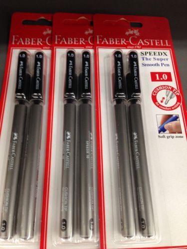 Faber Castell Speed X Black ink 1.0 mm tip 6 pens set super smooth gel pen