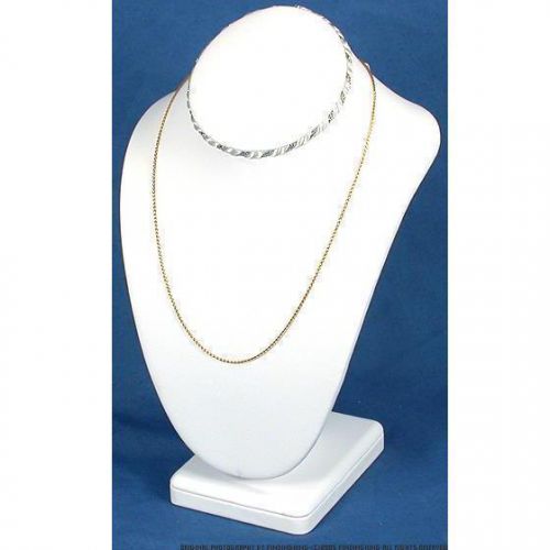Necklace bust display white faux leather silver rope for sale