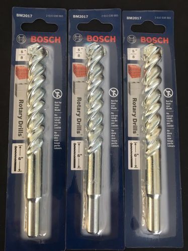 Bosch bm2017 5/8&#034; fast spiral carbide mason bits rotary drills lot of 3 for sale