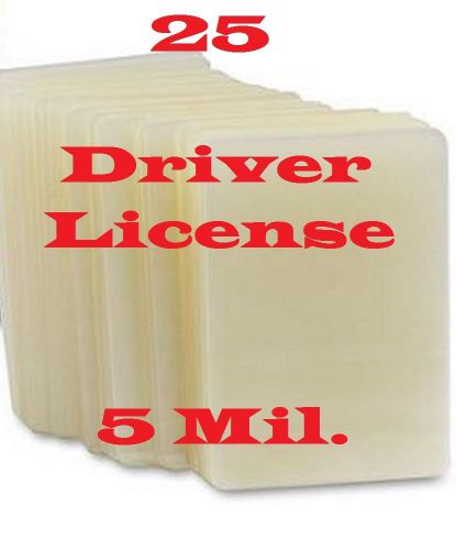 Drivers License 25 PK 5 mil Laminating Laminator Pouch Sheets 2-3/8 x 3-5/8