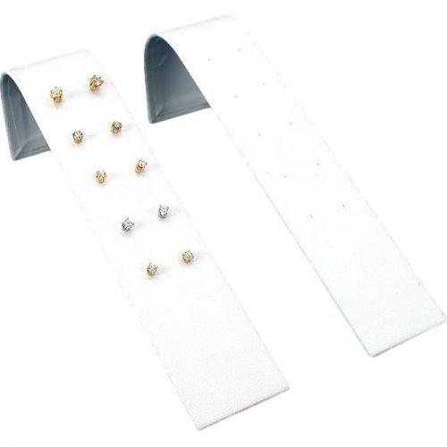 2 White Faux Leather Earring Display 5 Pair Earrings