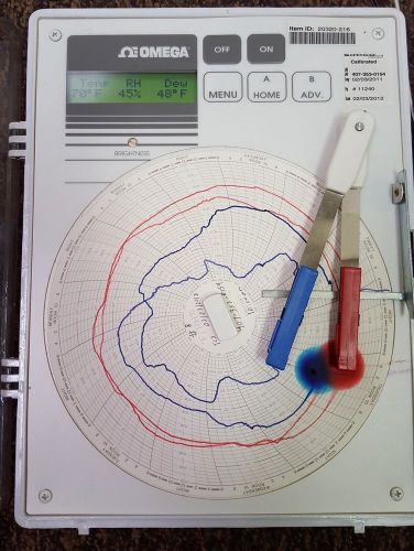 Omega CTH89 6in Circular Chart Recorder, Temp, Humidity, Dewpoint w/ AC Adapter