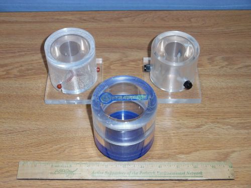 Lot of three Stratagene Round Beta Containers, two with inserts