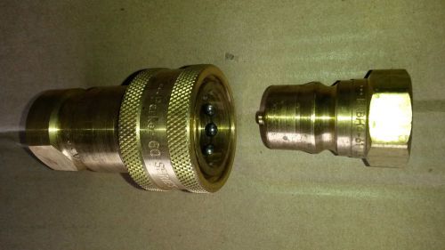 Parker New BH4-60 &amp; BH4-61 Brass Hydraulic Quick Connect Coupler Set 1/2&#034; NPT