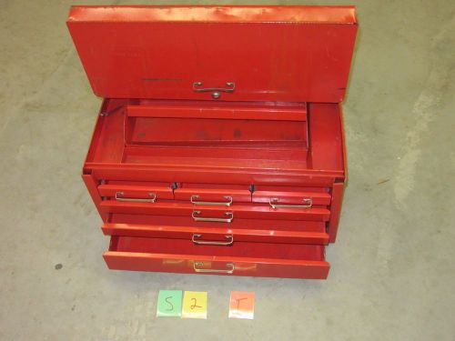 STACK-ON 6 DRAWER TOOL BOX METAL CHEST RED MACHINIST MILITARY TRAY USED S-2-T