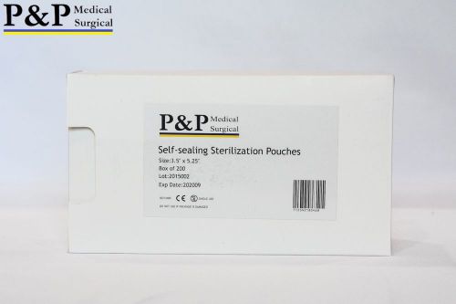 Self Seal Sterilization Pouch 3.5&#034;x5.25&#034; Box of 2000 Indicator Strip P&amp;P pp-sp1