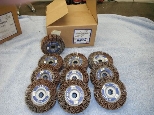 Merit grind-o-flex flap wheels nib box of 10 4&#034; x 1&#034; x 5/8&#034; arbor 60 grit for sale