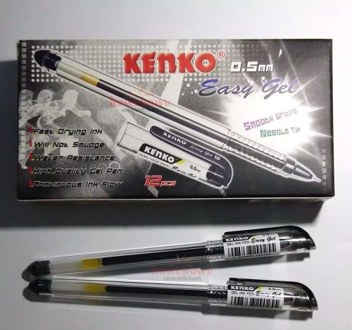 12 Gel Pens Kenko Easy Black Gel Ink Pen Fine Art Craft FREE SHIP