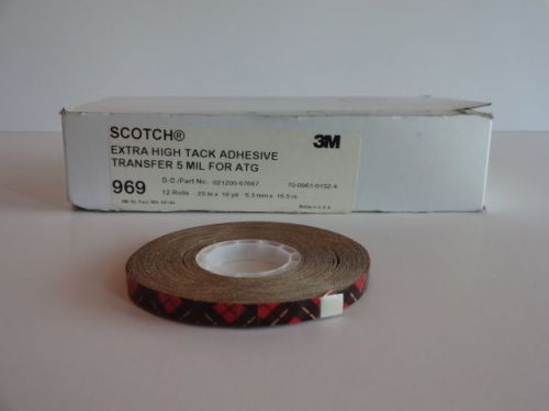 12 roll carton - 3m 969 1/4 in x 18 yards atg adhesive transfer tape for sale